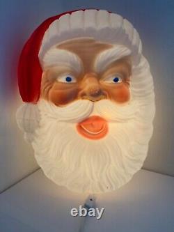 Vintage 1991 TPI Santa Face Blow Mold 17 Poloron Light Up Santa Wall Decor