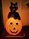 Vintage 1993 Carolina Halloween Pumpkin Blow Mold With Black Cat Approx 34 Tall
