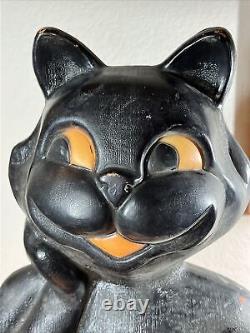 Vintage 1993 Carolina Halloween Pumpkin Blow Mold with Black Cat approx 34 Tall