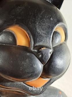 Vintage 1993 Carolina Halloween Pumpkin Blow Mold with Black Cat approx 34 Tall