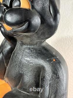 Vintage 1993 Carolina Halloween Pumpkin Blow Mold with Black Cat approx 34 Tall