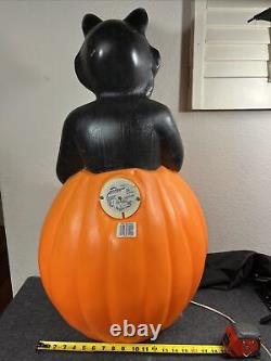 Vintage 1993 Carolina Halloween Pumpkin Blow Mold with Black Cat approx 34 Tall