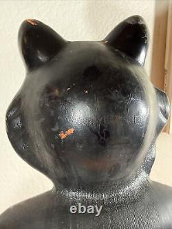 Vintage 1993 Carolina Halloween Pumpkin Blow Mold with Black Cat approx 34 Tall