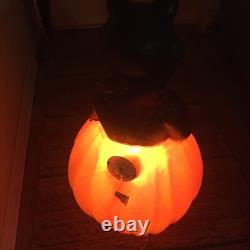 Vintage 1993 Halloween Blow Mold 34 Black Cat on Pumpkin Read Description Vintage 1993 Halloween Blow Mold 34 Black Cat on Pumpkin Read Description
