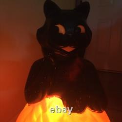 Vintage 1993 Halloween Blow Mold 34 Black Cat on Pumpkin Read Description Vintage 1993 Halloween Blow Mold 34 Black Cat on Pumpkin Read Description