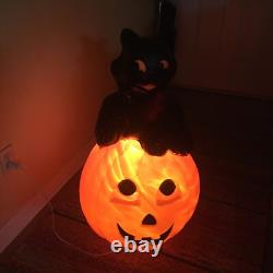 Vintage 1993 Halloween Blow Mold 34 Black Cat on Pumpkin Read Description Vintage 1993 Halloween Blow Mold 34 Black Cat on Pumpkin Read Description