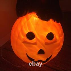 Vintage 1993 Halloween Blow Mold 34 Black Cat on Pumpkin Read Description Vintage 1993 Halloween Blow Mold 34 Black Cat on Pumpkin Read Description