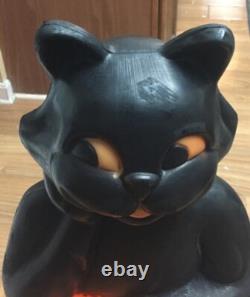 Vintage 1993 Halloween Blow Mold 34 Black Cat on Pumpkin Read Description Vintage 1993 Halloween Blow Mold 34 Black Cat on Pumpkin Read Description