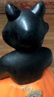 Vintage 1993 Halloween Blow Mold 34 Black Cat on Pumpkin Read Description Vintage 1993 Halloween Blow Mold 34 Black Cat on Pumpkin Read Description