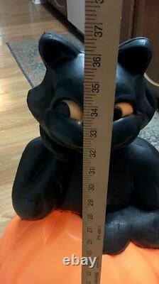 Vintage 1993 Halloween Blow Mold 34 Black Cat on Pumpkin Read Description Vintage 1993 Halloween Blow Mold 34 Black Cat on Pumpkin Read Description