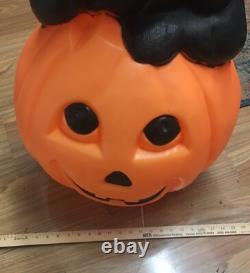 Vintage 1993 Halloween Blow Mold 34 Black Cat on Pumpkin Read Description Vintage 1993 Halloween Blow Mold 34 Black Cat on Pumpkin Read Description