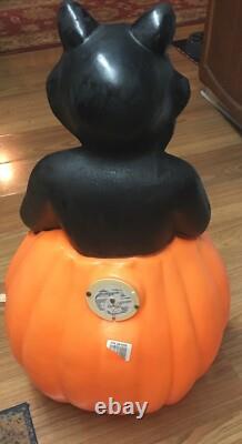 Vintage 1993 Halloween Blow Mold 34 Black Cat on Pumpkin Read Description Vintage 1993 Halloween Blow Mold 34 Black Cat on Pumpkin Read Description