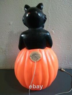 Vintage 1993 Halloween Blow Mold Black Cat Pumpkin JOL Carolina Enterprises 35