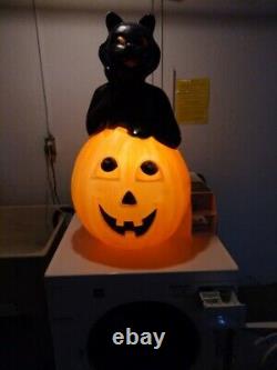 Vintage 1993 Halloween Blow Mold Black Cat Pumpkin JOL Carolina Enterprises 35