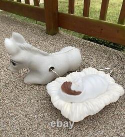 Vintage 1995 Empire 4 Piece Nativity Blow Mold Halos Joseph Mary Jesus & Donkey