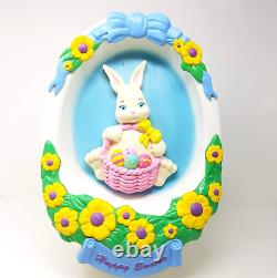 Vintage 1995 Empire Easter 18 Egg Rabbit Bunny Basket Flowers Blow Mold DEFECT