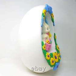 Vintage 1995 Empire Easter 18 Egg Rabbit Bunny Basket Flowers Blow Mold DEFECT