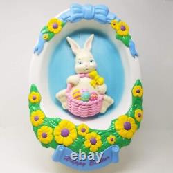 Vintage 1995 Empire Easter 18 Egg Rabbit Bunny Basket Flowers Blow Mold DEFECT