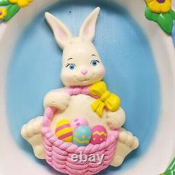 Vintage 1995 Empire Easter 18 Egg Rabbit Bunny Basket Flowers Blow Mold DEFECT
