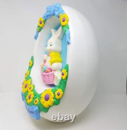 Vintage 1995 Empire Easter 18 Egg Rabbit Bunny Basket Flowers Blow Mold DEFECT