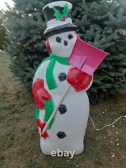 Vintage 1996 TPI Frosty Snowman Blow Mold Christmas Lighted Decor with Shovel