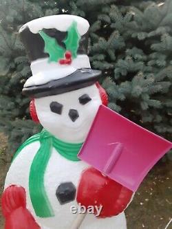 Vintage 1996 TPI Frosty Snowman Blow Mold Christmas Lighted Decor with Shovel