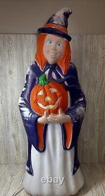 Vintage 1997 Grand Venture Blow Mold Witch Pumpkin Halloween 40 USA Seasonal