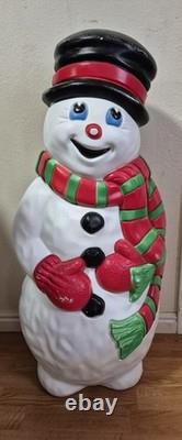 Vintage 1997 Grand Venture Christmas Snowman Blow Mold 38-39 Tall Red/green