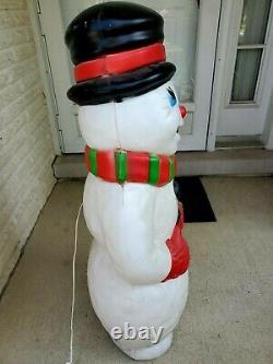 Vintage 1997 Grand Venture Christmas Snowman Blow Mold 39 Tall withLight Cord