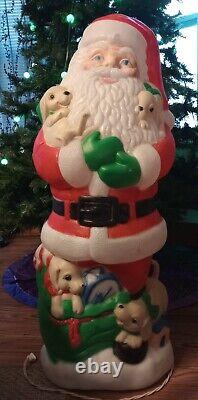 Vintage 1997 TPI 4'3 Santa Claus With Puppies Blow Mold