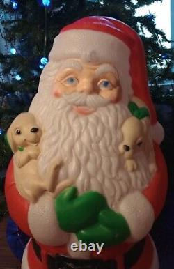 Vintage 1997 TPI 4'3 Santa Claus With Puppies Blow Mold