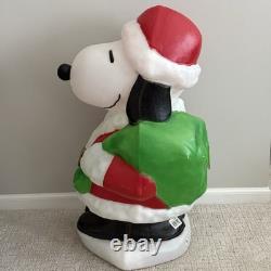 Vintage 1999 Santa's Best Snoopy Peanuts Christmas Blow Mold 32 Tall Original