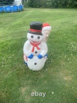 Vintage 1999 Signed Don Featherstone Union 30 Snowman And Friends Blow Mold