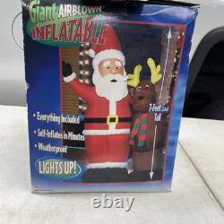 Vintage 2003 Gemmy Santa Reindeer Inflatable 7ft New