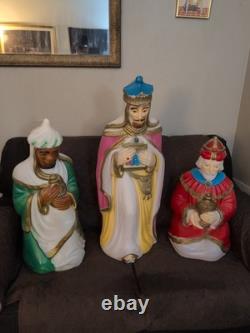 Vintage 3 WISE MEN Three Kings Blow Mold Christmas Nativity Empire