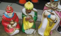 Vintage 3 Wise Men Kings Lighted Blow Mold Empire Christmas Nativity Set withbox