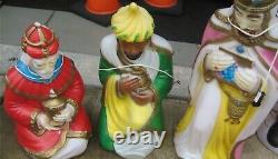 Vintage 3 Wise Men Kings Lighted Blow Mold Empire Christmas Nativity Set withbox