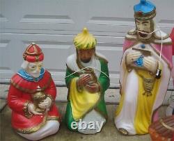 Vintage 3 Wise Men Kings Lighted Blow Mold Empire Christmas Nativity Set withbox