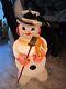 Vintage 31 Poloron Snowman With Broom Christmas Yard Blow Mold Decoration Plastic