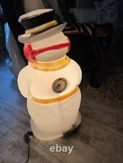 Vintage 31 Poloron Snowman with Broom Christmas Yard Blow Mold decoration plastic