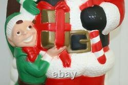 Vintage 31 TPI 3-D PLASTIC BLOW MOLD Santa with elves Lighted Christmas Decor