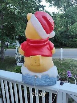 Vintage 33 Disney Christmas Blow Mold Winnie The Pooh Santa's Best Honey Pot