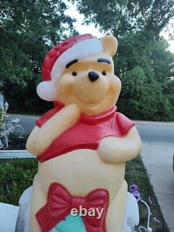 Vintage 33 Disney Christmas Blow Mold Winnie The Pooh Santa's Best Honey Pot