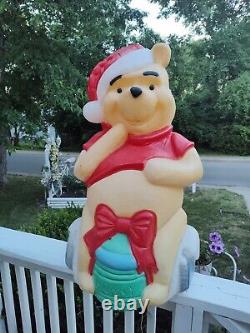 Vintage 33 Disney Christmas Blow Mold Winnie The Pooh Santa's Best Honey Pot