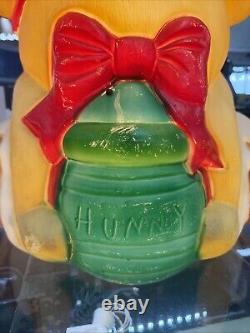 Vintage 33 Disney Christmas Blow Mold Winnie The Pooh Santa's Best Honey Pot