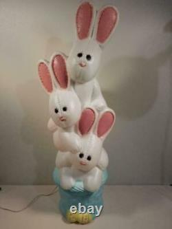 Vintage 33 Stacked 3 Rabbit Easter Bunny Basket Blow Mold