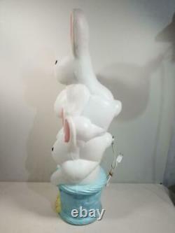 Vintage 33 Stacked 3 Rabbit Easter Bunny Basket Blow Mold