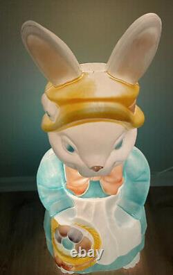 Vintage 35 Empire Mrs. Easter RABBIT BUNNY with EGGS Plastic Lighted Blow Mold