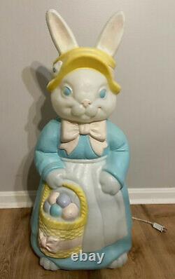 Vintage 35 Empire Mrs. Easter RABBIT BUNNY with EGGS Plastic Lighted Blow Mold