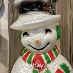 Vintage 40 Union Dimpled Scarf Candy Cane Snowman Blow Mold Christmas Decor